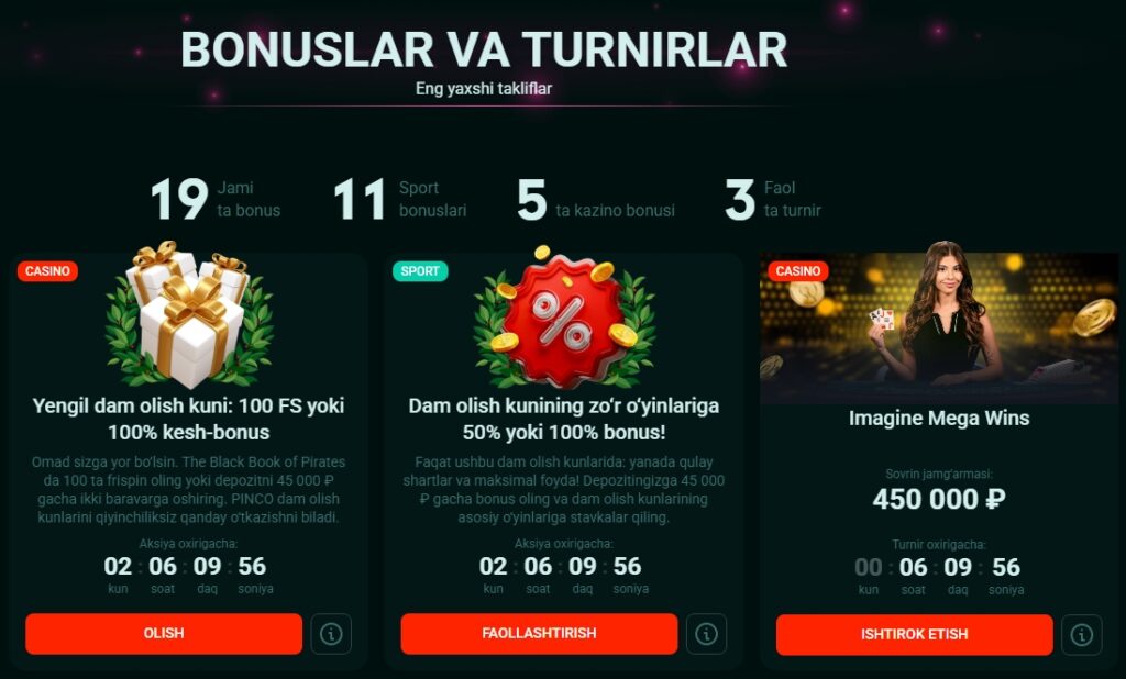 Pinco bonus wariation